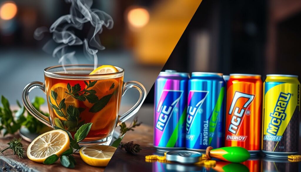 Caffeinated tea vs energy drinks